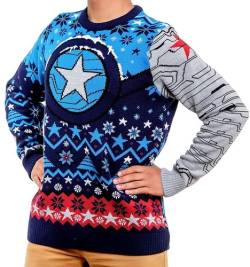 Marvel Winter Soldier Weihnachtspullover Geschenk für Männer oder Frauen, Mehrfarbig, X-Large von Merchoid