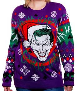 Merchoid Joker: Ziehen Sie eine Weihnachtsmütze an Weihnachtspullover für Männer und Frauen Geschenk, Mehrfarbig, Large von Merchoid