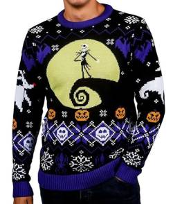 Merchoid Nightmare Before Christmas Weihnachtspullover für Frauen - Ugly Sweater Geschenk Gr. XL, Mehrfarbig von Merchoid