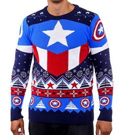 Offizieller Marvel Captain America Strickpullover, blau / rot / weiß, XX-Large von Merchoid