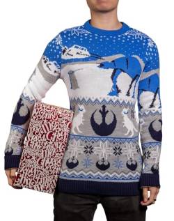 Offizieller Star Wars Hoth at at Weihnachtspullover Gr. XS, Blue, White Grey von Merchoid