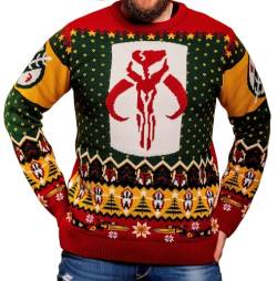 Star Wars Mandalorian Boba Fett Strickpullover Weihnachtspullover Unisex für Damen oder Herren - Ugly Sweater Geschenk, Mehrfarbig, XX-Large von Merchoid