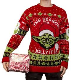 Star Wars Yoda Season to be Jolly Strickpullover Unisex für Damen oder Herren - Ugly Sweater Geschenk, Mehrfarbig, Large von Merchoid