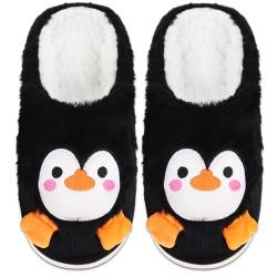 Merclix Pinguin Hausschuhe Pinguin Geschenk Warme Hausschuhe Damen Winter Pinguin Geschenke für Frauen Plüsch Pantoffeln Kuschel Flauschige Lustige Tiere Hausschuhe Penguin Slippers von Merclix