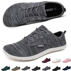 Merdoo Barfußschuhe Breite Herren Damen Minimalistische Laufschuhe für Fitness Traillauf Freizeit Atmungsaktiv rutschfest Leicht Sneaker Casual Zehenschuhe Komfortable Zero Drop Sohle Grau 40EU von Merdoo