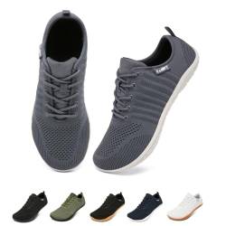 Merdoo Barfußschuhe Damen Herren Barfussschuhe Breite Barfuss Schuhe Barfuß Sneaker Barefoot Shoes Fitnessschuhe Walkingschuhe Bequeme Leicht Atmungsaktiv Grau 43 von Merdoo