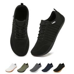 Merdoo Barfußschuhe Damen Herren Barfussschuhe Breite Barfuss Schuhe Barfuß Sneaker Barefoot Shoes Fitnessschuhe Walkingschuhe Bequeme Leicht Atmungsaktiv Schwarz 42 von Merdoo