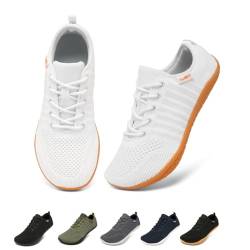 Merdoo Barfußschuhe Damen Herren Barfussschuhe Breite Barfuss Schuhe Barfuß Sneaker Barefoot Shoes Fitnessschuhe Walkingschuhe Bequeme Leicht Atmungsaktiv Weiß 37 von Merdoo