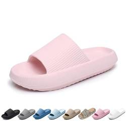 Merdoo Cozislides Original Damen Hausschuhe Herren Rutschfeste Schnell Trocknende Badelatschen Dicke Sohle Badeschlappen Weich Wolkenschuhe Leichte Cloud Slippers Cozy Slides Unisex Rosa 42-43EU von Merdoo