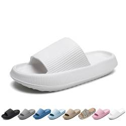 Merdoo Cozislides Original Damen Hausschuhe Herren Rutschfeste Schnell Trocknende Badelatschen Dicke Sohle Badeschlappen Weich Wolkenschuhe Leichte Cloud Slippers Cozy Slides Unisex Weiß 40-41EU von Merdoo