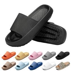 Merdoo Badeschuhe Damen Herren Rutschfest Badeschlappen Bequeme Latschen Weich Badelatschen Wolkenschuhe Cozislides Original Slippers Sommer Hausschuhe Pantoletten Klassisches Schwarz 38-39EU von Merdoo