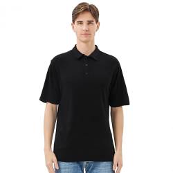 Merino Protect Merino Poloshirt Herren Geruchsabweisendes T-Shirt (M,Schwarz) von Merino Protect