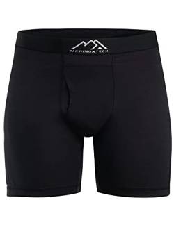 Merino.tech Merino Unterwäsche Herren - 100% Merino Boxershorts Herren Wolle, Atmungsaktiv Und Feuchtigkeitsableitend (Small, 1 Pack - 150 Schwarz) von Merino.tech