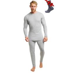 Merino.tech Merino Wool Baselayer Herren Set - Mittelschwer Merino Wool Thermounterwäsche für Herren Long John Set - Oben und Unten (Medium, 250 Heather Grey) von Merino.tech