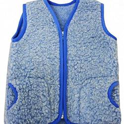 Merino Warme Babyweste Kinderweste Weste aus 100% Wolle, Gr.1-3 Jahre, Farbe: blau von Merino