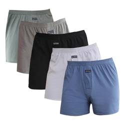 Merking Herren Boxershorts Unterhosen Männer Baumwolle Unterwäsche 100% Gewebte Shorts 3/4/5er Pack SJDK2201M-5Pack02-L von Merking