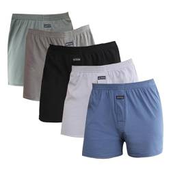 Merking Herren Boxershorts Unterhosen Männer Baumwolle Unterwäsche 100% Gewebte Shorts 3/4/5er Pack SJDK2201M-5Pack02-XL von Merking