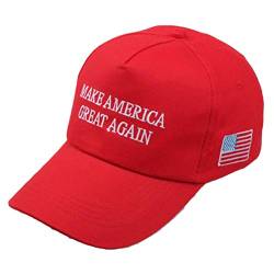 Merkts Baseballkappe, verstellbare Mütze Make America Great Again Hat Mesh Baseball Cap, MAGA Hat mit USA Flagge Weiß Gr. M, rot von Merkts