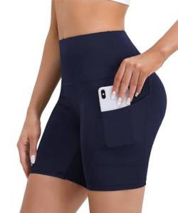 Merlvida Kurze Leggings Damen High Waist Blickdichte Radlerhose Damen Kurz mit Taschen Sport Shorts Sommer Bauchweg Sporthose Laufhose Kurze Hose für Yoga Fitness Gym von Merlvida