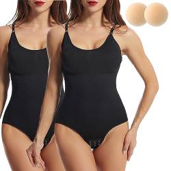 Merlvida Shapewear Damen Bauchweg Stark Formend Body Damen Shaper mit Shaping-Effekt und Komfort Figurenformend Bodysuit Nahtlose Formende Bodys Abnehmen Miederbody Verstellbare Träger von Merlvida