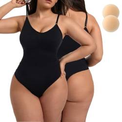 Merlvida Shapewear Damen Bauchweg String Tanga Effektive Body Damen Stark Formend Vielseitige Bodysuit Shaper mit Shaping Effekt und Komfort Nahtlos Miederbody Sculpting Verstellbare Träger von Merlvida