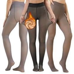 Merlvida Strumpfhosen Damen Winter High Waist Thermo Strumpfhose Gefütterte Leggings Warme Fleece Winterstrumpfhose Gefälschte Durchscheinend Thermostrumpfhose Pantyhose 1-3 Paar von Merlvida