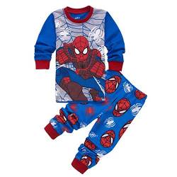 Jungen Schlafanzug Spiderman Nachtwäsche Kinder Sleepwear Pyjama Nachthemd T-Shirt und Hose Outfits (C Blue,100cm) von Mermaid Unicorn Pajamas