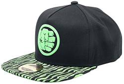 Meroncourt Unisex Marvel Comics Incredible Hulk Fist Smash Rubber Patch Snapback Baseball Cap with Animal Print Brim, One Size, Black/Green (Sb130404mar) Baseballkappe, Schwarz, Einheitsgröße von Marvel