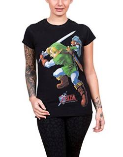 The Legend of Zelda Damen Nintendo Legend Zelda Women's Link Ocarina of Time Print T-Shirt, Schwarz, Large von Meroncourt