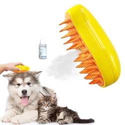 Cat Steamy Brush, Steam Cat Brush, 3 in 1 Dampfbürste für Katzen, Spray Dampf Katzenhaarbürste, Selbstreinigende Zupfbürste, Spray Katzenbürste, Steamy Cat Hair Brush für Langhaar und Kurzhaar von Merrwon