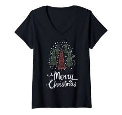 Damen Merry Christmas Lustiges Weihnachtsshirt T-Shirt mit V-Ausschnitt von Merry Christmas Weihnachten Shirt
