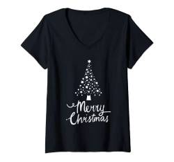 Damen Merry Christmas Lustiges Weihnachtsshirt T-Shirt mit V-Ausschnitt von Merry Christmas Weihnachten Shirt