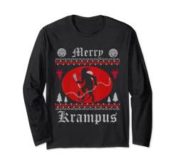 Merry Krampus Christmas Xmas Horror Hässlicher Pullover Böser Pyjama Langarmshirt von Merry Krampus Men & Women Krampusnacht Holiday Tee