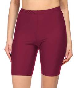 Merry Style Damen Badehose High Waist Schwimmhose für Wassersport SUP Schwimmradler MS10-333 (Weinrot,34) von Merry Style