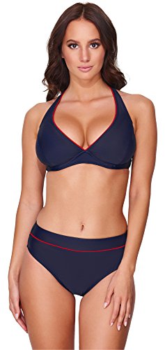 Merry Style Damen Bikini Set 74RN24 (Navy/Rot, Cup 80 F/Unterteil 40) von Merry Style