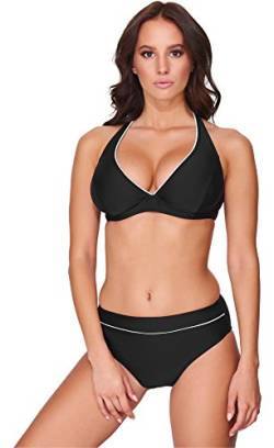 Merry Style Damen Bikini Set 74RN24 (Schwarz/Weiß, Cup 75 E/Unterteil 38) von Merry Style