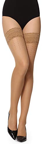 Merry Style Damen Halterlose Strümpfe mit Muster 20 DEN GI1109 (Daino, XS-S) von Merry Style