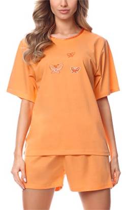 Merry Style Damen Kurzarm Schlafanzug 91LW1 (Orange (Kurzarm), 40 (Herstellergröße: L)) von Merry Style