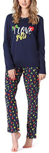 Merry Style Damen Lang Zweiteiliger Schlafanzug aus Baumwolle Pyjama Set Winter MS10-169 (Marine Geschenk, XXL) von Merry Style