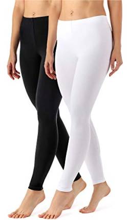 Merry Style Damen Lange Leggings aus Viskose 2 Pack MS10-143 (Schwarz/Weiß, L) von Merry Style