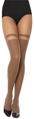 Merry Style Damen Overknee Strumpfhose mit Muster Strümpfe Optik MSSST001 (Avana, L) von Merry Style