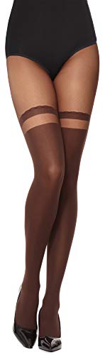 Merry Style Damen Overknee Strumpfhose mit Muster Strümpfe Optik MSSST001 (Caffe, L) von Merry Style