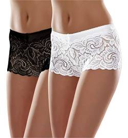 Merry Style Damen Panty aus Spitze Mit Muster Blumen Unterhosen MSGAB52 ((2Pack) Schwarz/Weiß, 36 (Herstellergröße: S)) von Merry Style