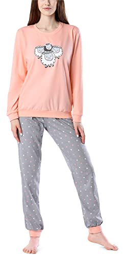 Merry Style Damen Schlafanzug Damen Schlafanzug Zweiteiler lang Pyjama Langarm Lange Hose mit Muster MS10-167 (Lachs Grau, S) von Merry Style