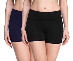 Merry Style Damen Shorts Radlerhose Unterhose Hotpants Kurze Hose Boxershorts aus Viskose 2Pack MS10-284(2Pack Schwarz/Marineblau,S) von Merry Style