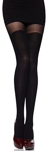 Merry Style Damen Strumpfhose mit Overknee Optik 80 DEN MSSSR01 (Schwarz, 3 (36-40)) von Merry Style