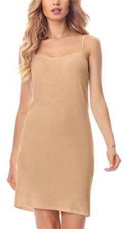 Merry Style Damen Unterkleid kurz Petticoat Knielänge einstellbare Träger MS10-203(Nude, S) von Merry Style