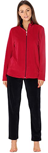 Merry Style Damen Velours Freizeitanzug Hausanzug MSMG001 (Rot/Marineblau/Marineblau(1741), L) von Merry Style