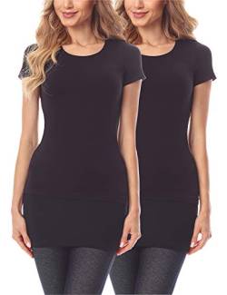 Merry Style Damen Verlängerungsgurt für Hemden T-Shirts Nierenwärmer Minirock MS10-202 2PACK (2Pack-Schwarz/Schwarz, 4XL) von Merry Style