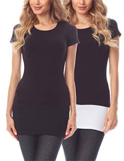 Merry Style Damen Verlängerungsgurt für Hemden T-Shirts Nierenwärmer Minirock MS10-202 2PACK (2Pack-Schwarz/Weiß, 5XL) von Merry Style